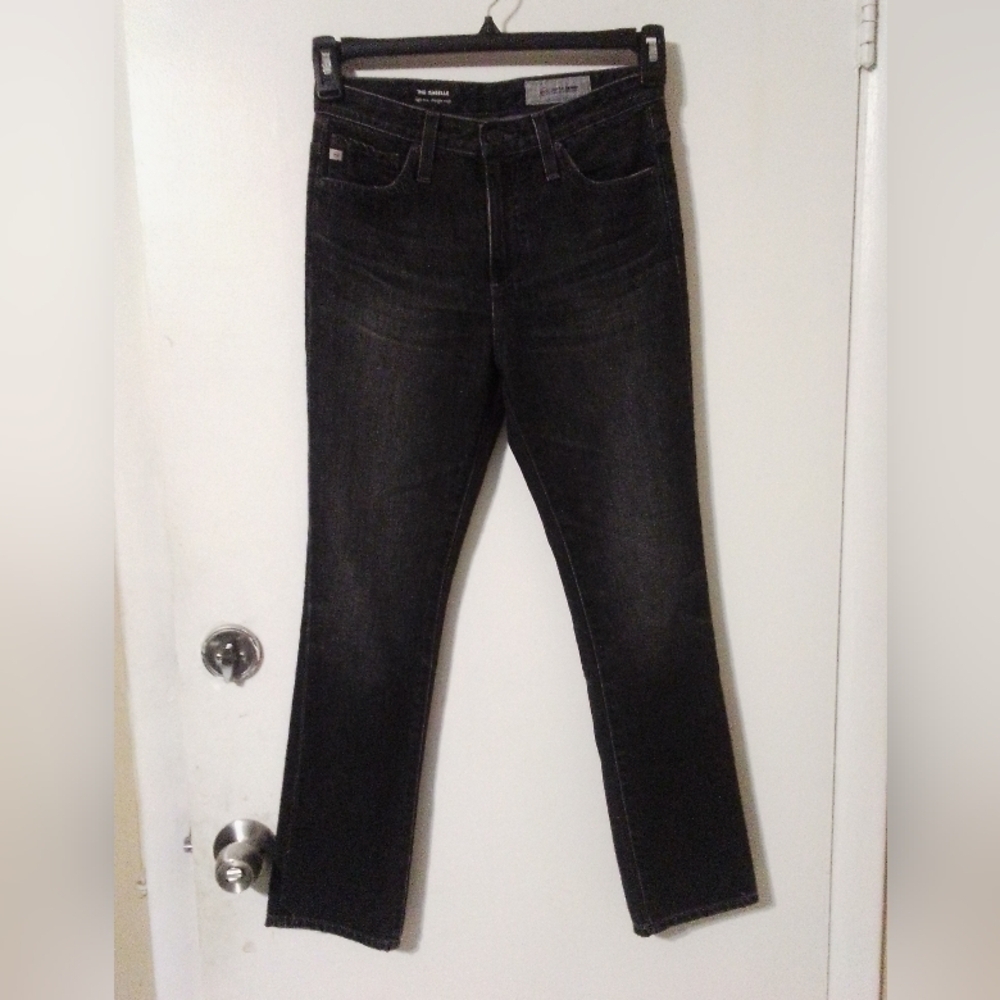 AG - The Isabella high rise straight crop jeans in black size 24R women's